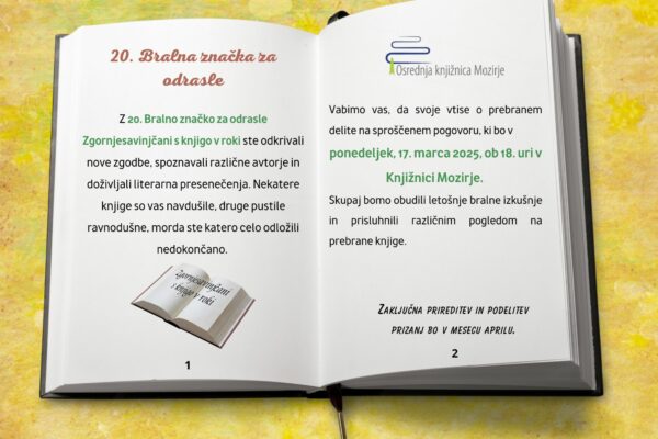 Pogovor o knjigah 20. Bralne značke za odrasle