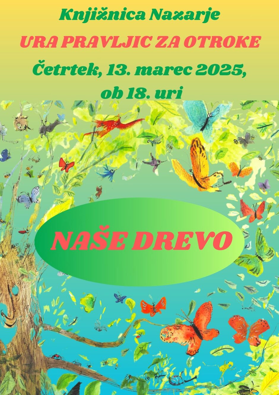 Vabilo na uro praljic v Knjižnico Nazarje