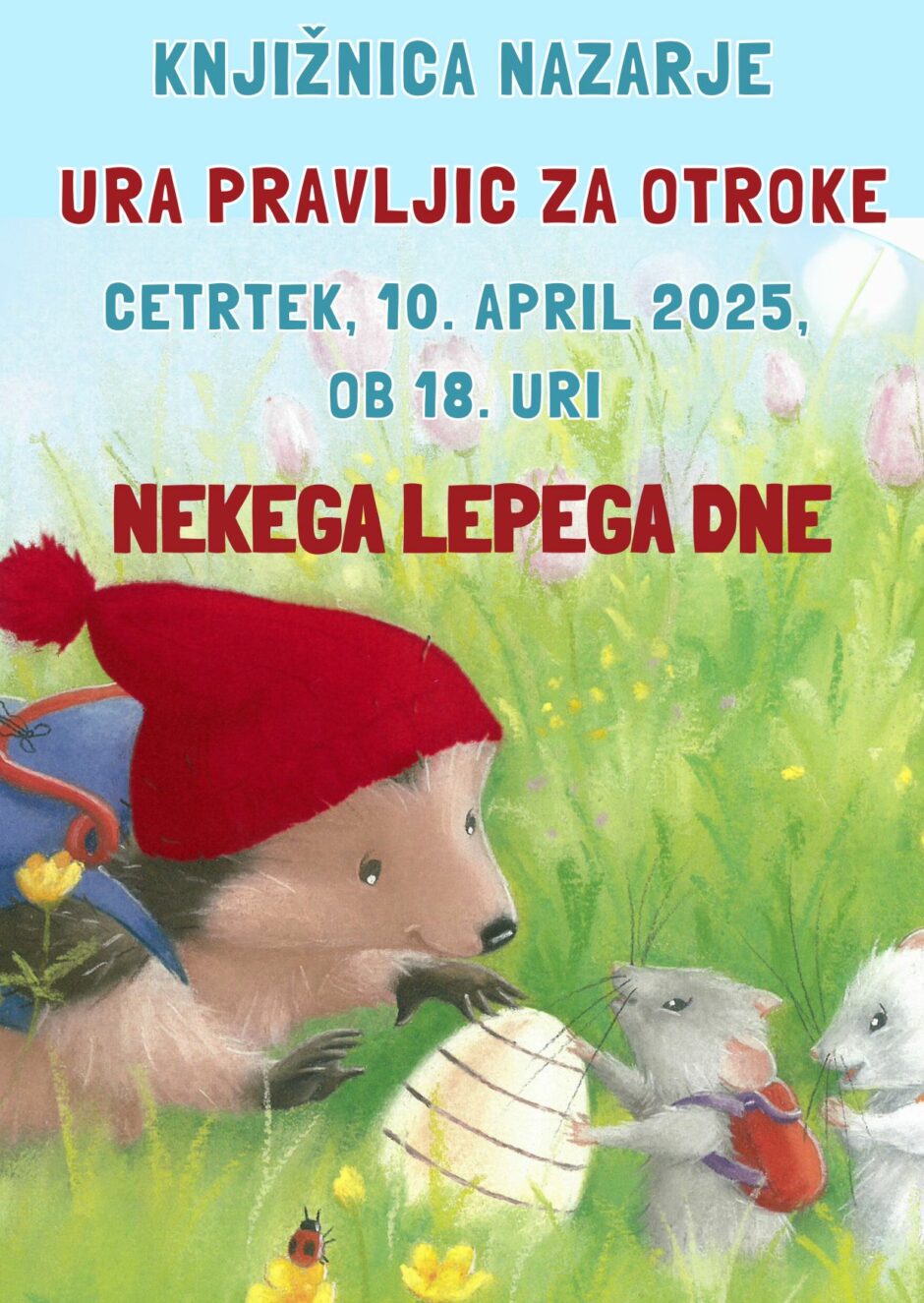 Vabilo na uro pravljic v Knjižnico Nazarje.
