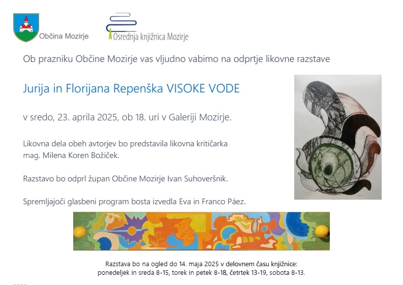 Vabilo na odprtje likovne razstave Visoke vode