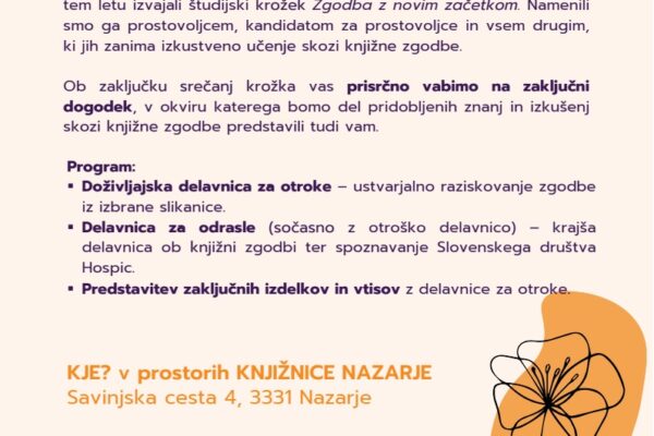 Vabilo na doživljajsko srečanje ob zgodbah