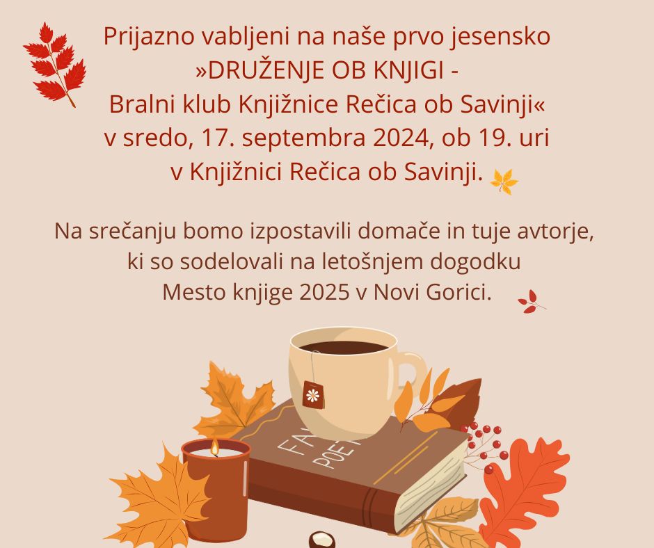 Vabilo na bralni klub Knjižnice Rečica ob Savinji