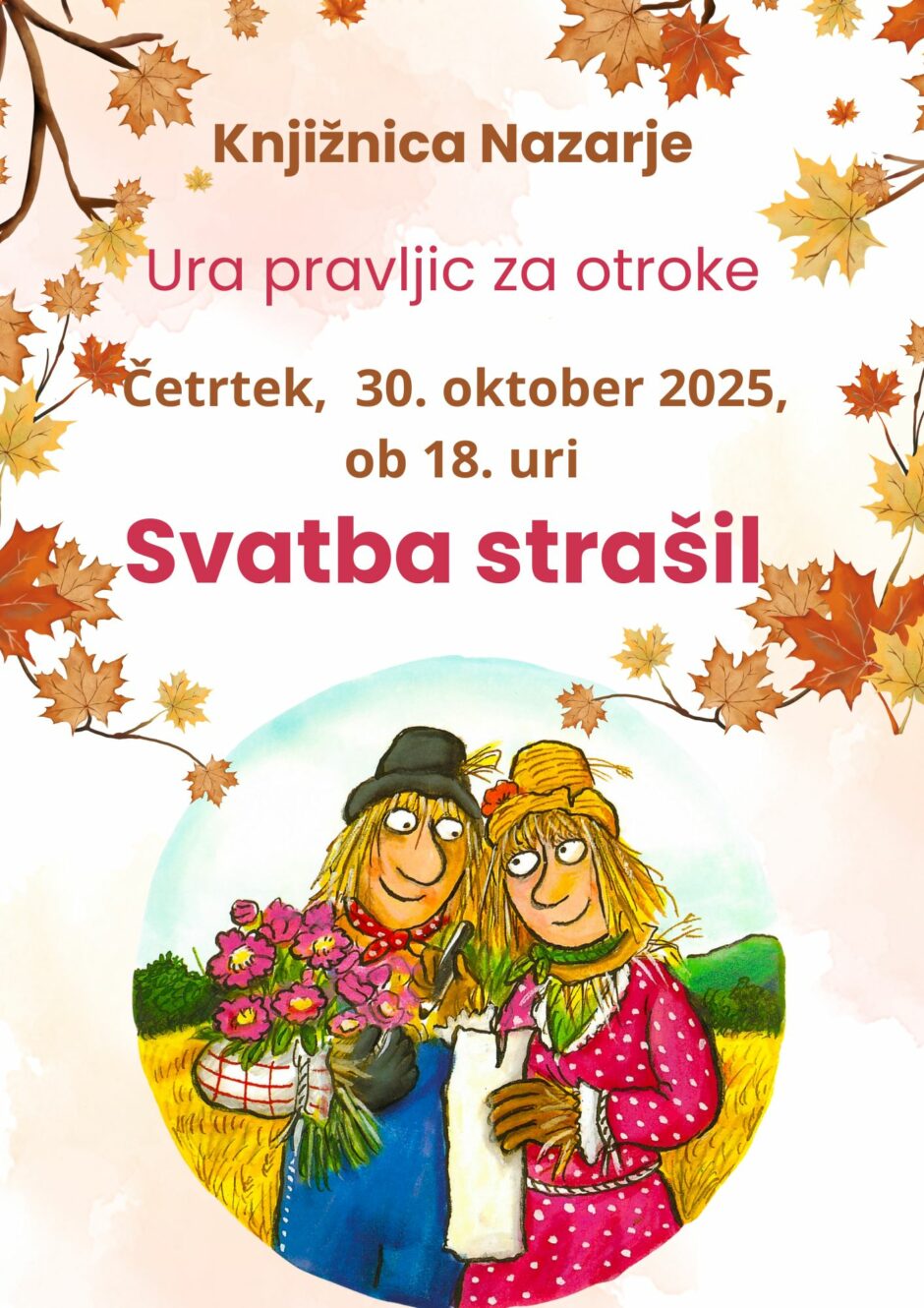 Vabilo na uro pravljic v Knjižnico Nazarje.