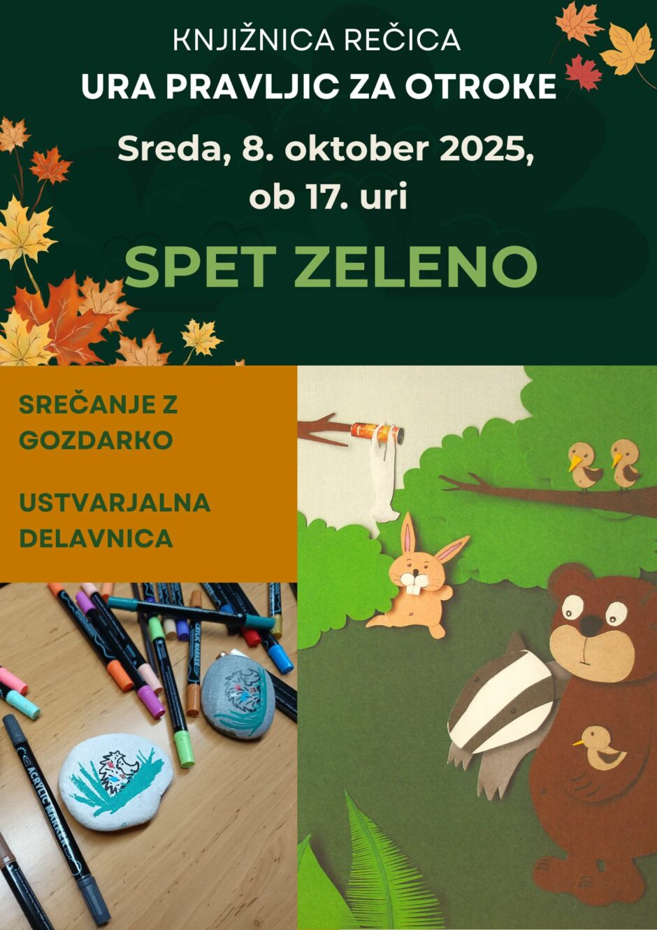 Plakat ura pravljic Knjižnica Rečica.