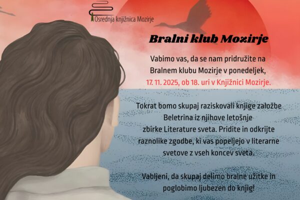 Vabilo na Bralni klub Mozirje.