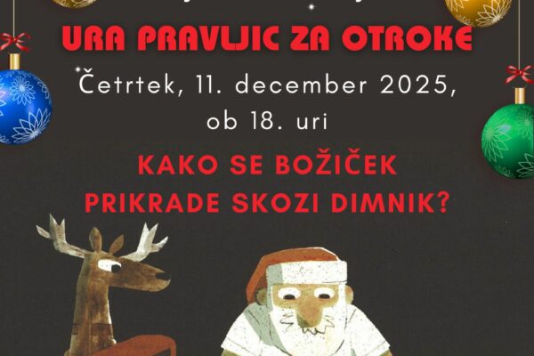 Plakat za uro pravljic v Knjižnici Nazarje.