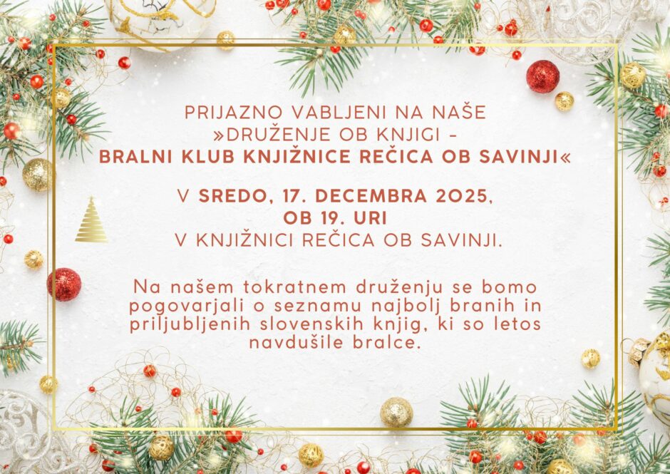 Povabilo na bralni klub Knjižnice Rečica