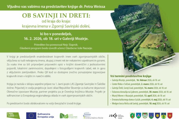 Vabilo na predstavitev knjige Ob Savinji in Dreti