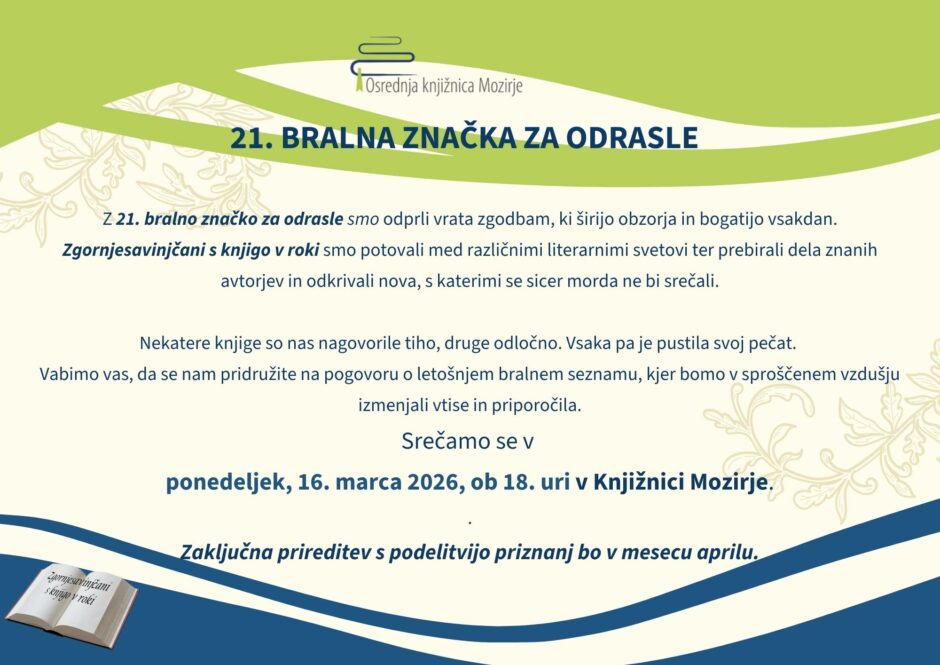 Vabilo na pogovor o bralni znački.