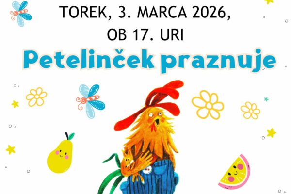 Plakat s povabilom na uro pravljic v Knjižnico Mozirje.