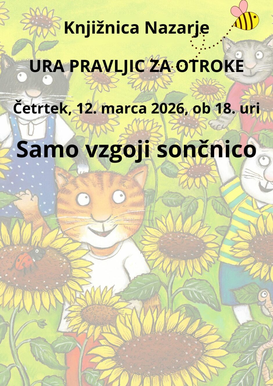 Vabilo na uro pravljic v Knjižnico Nazarje.