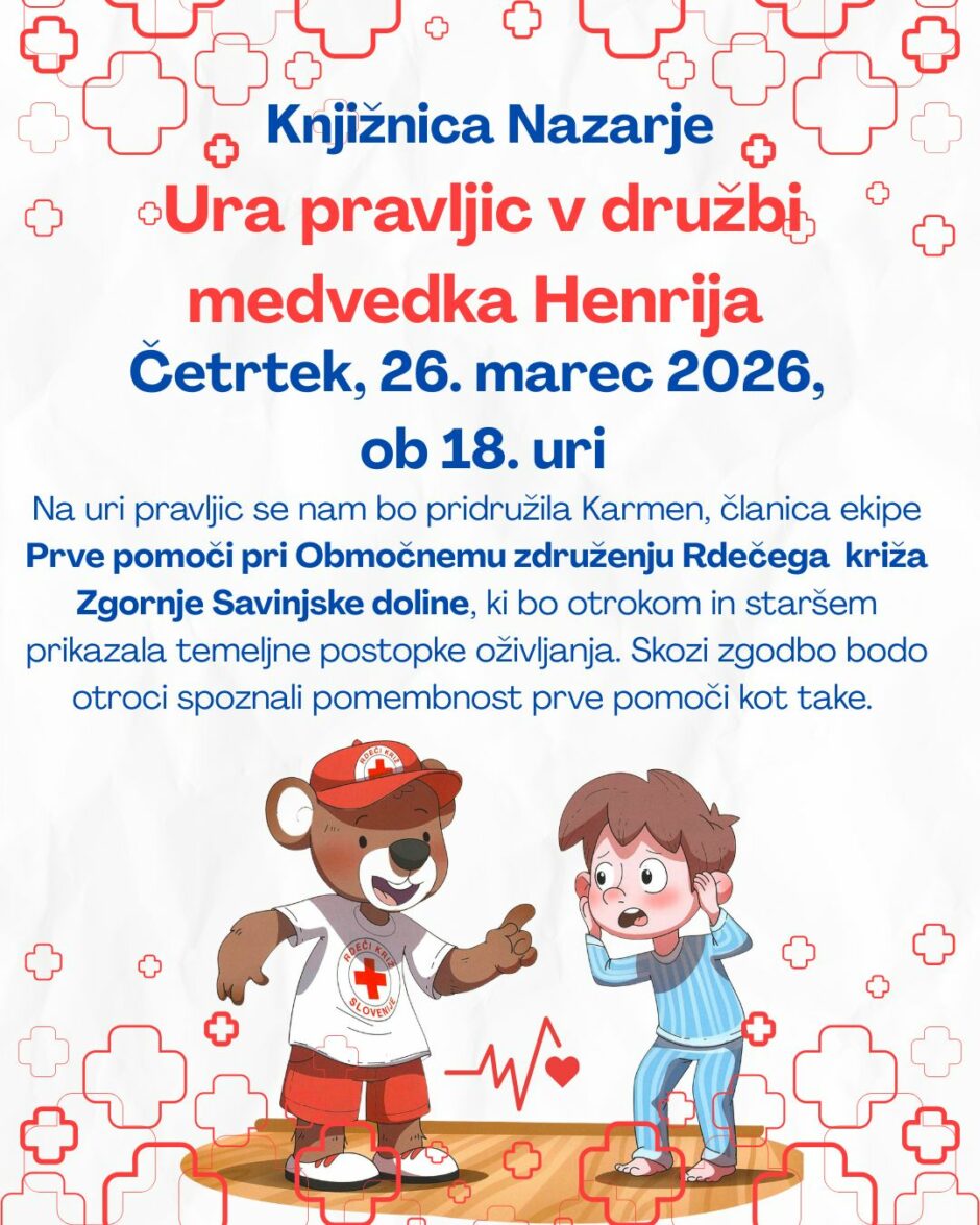 Vabilo na uro pravljic v Knjižnico Nazarje.