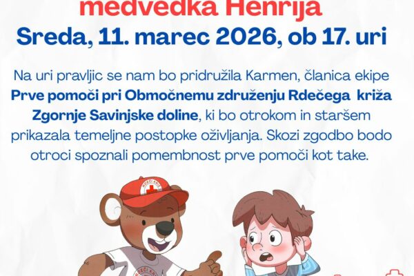 Plakat za uro pravljic v Knjižnici Rečica ob Savinji