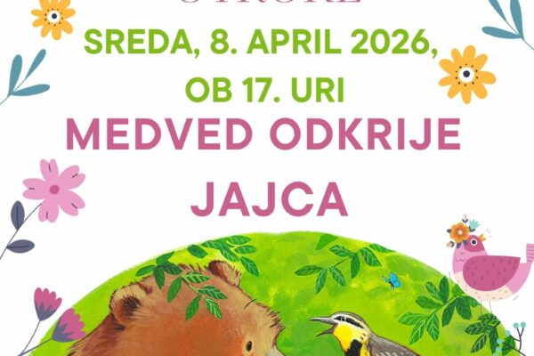 Plakat za uro pravljic v Knjižnici Rečica.