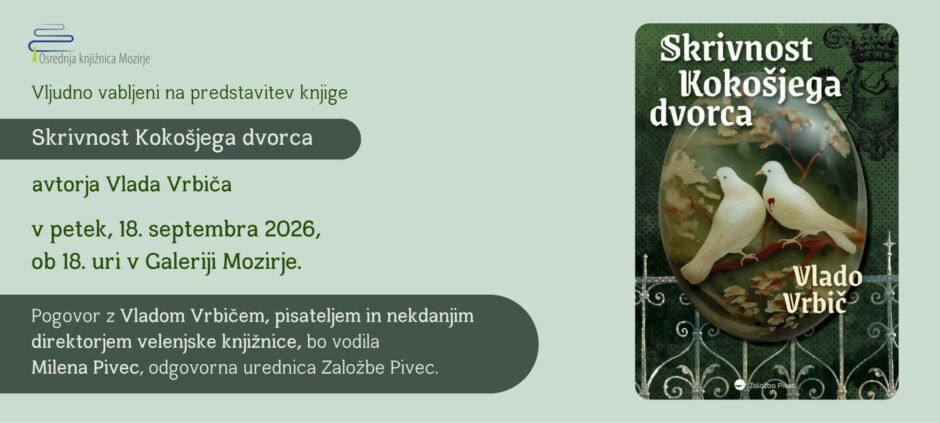 Vabilo na predstavitev knjige Skrivnost Kokošjega dvorca