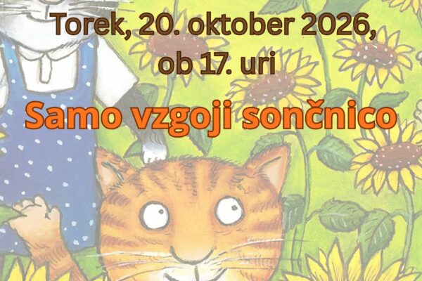 Plakat za uro pravljic v Knjižnici Mozirje